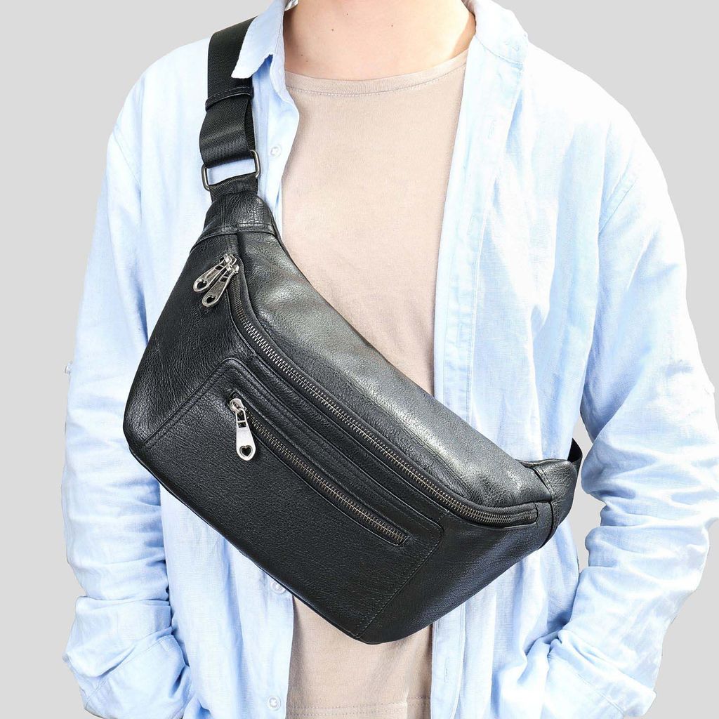 [Order] Túi đeo trước ngực, túi đeo bụng da thật CEC220