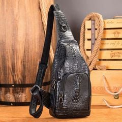 [Order] Túi đeo trước ngực nam da thật vân cá sấu CEC239