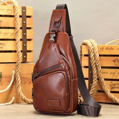 [Order] Túi đeo ngực nam, túi đeo chéo da bò thật CEC206