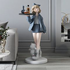 [Order] Quà tặng tân gia sáng tạo - Tượng khay cô gái và con mèo
