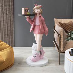[Order] Quà tặng tân gia sáng tạo - Tượng khay cô gái và con mèo
