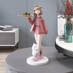 [Order] Quà tặng tân gia sáng tạo - Tượng khay cô gái và con mèo