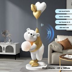 [Order] Đèn decor - Tượng gấu cầm đèn cảm ứng, loa bluetooth, cao 1,4m