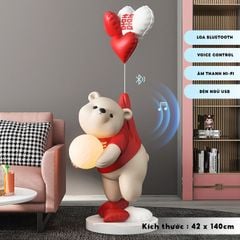 [Order] Đèn decor - Tượng gấu cầm đèn cảm ứng, loa bluetooth, cao 1,4m