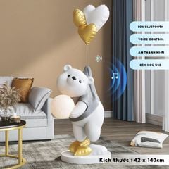 [Order] Đèn decor - Tượng gấu cầm đèn cảm ứng, loa bluetooth, cao 1,4m