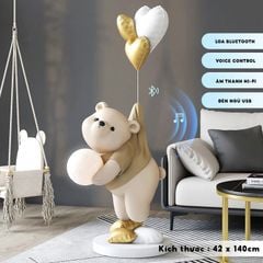 [Order] Đèn decor - Tượng gấu cầm đèn cảm ứng, loa bluetooth, cao 1,4m