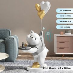 [Order] Tượng decor - gấu cầm khay, có loa bluetooth