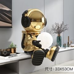 [Order] Đồ trang trí phòng khách, kệ tivi - Tượng phi hành gia ôm đèn