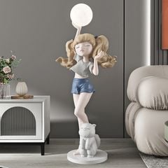[Order] Đèn decor - Tượng Relax girl mang đèn trang trí phòng ngủ, phòng khách