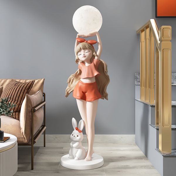 [Order] Đèn decor - Tượng sleepy girl ôm đèn cảm ứng