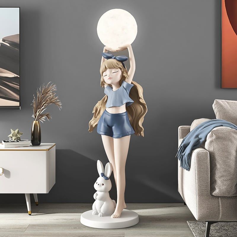 [Order] Đèn decor - Tượng sleepy girl ôm đèn cảm ứng
