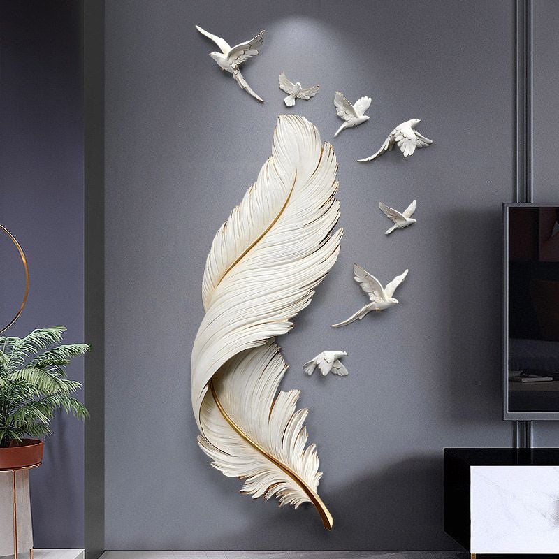 [Order] Decor tường - Tượng lông anh vũ gắn tường cao cấp