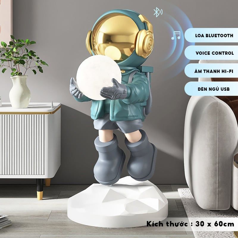 [Order] Đồ decor - Tượng phi hành gia cầm đèn, có loa bluetooth