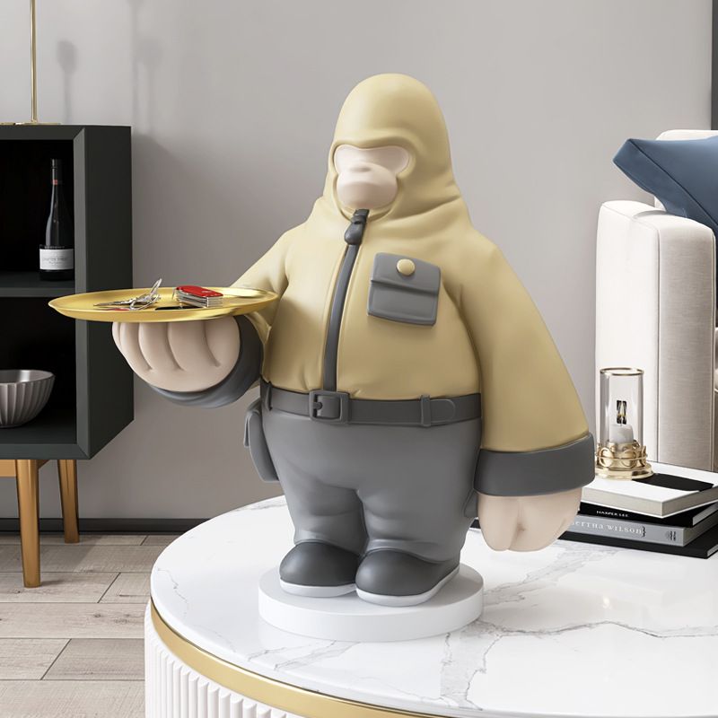 [Order] Khay decor - Tượng monkey security trang trí tủ kệ