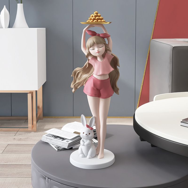[Order] Đồ decor phòng khách - Tượng cô gái và con thỏ