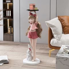 [Order] Đồ decor phòng khách - Tượng cô gái đỡ khay, cao 78cm