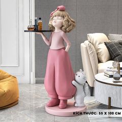 [Order] Đồ decor phòng khách - Khay để đồ decor hình cô gái và con mèo