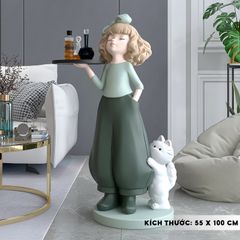 [Order] Đồ decor phòng khách - Khay để đồ decor hình cô gái và con mèo