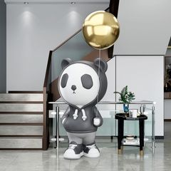 [Order] Tượng trang trí big size - Panda cầm bóng cao 2.3m