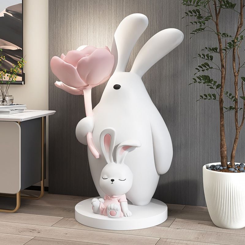 [Order] Đồ decor - Tượng cute rabbit trang trí phòng khách, phòng ngủ
