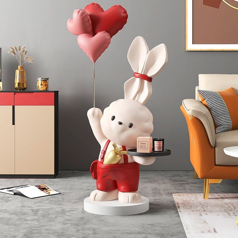 [Order] Đồ decor - Tượng thỏ đỏ trang trí