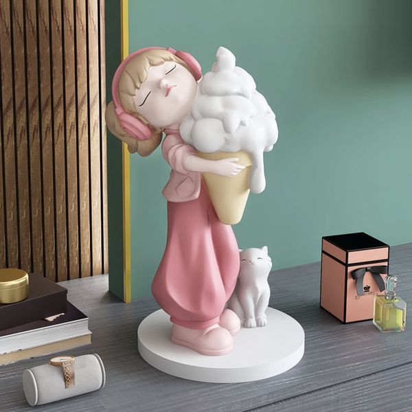 [Order] Đồ decor - Tượng trang trí bé gái ôm kem