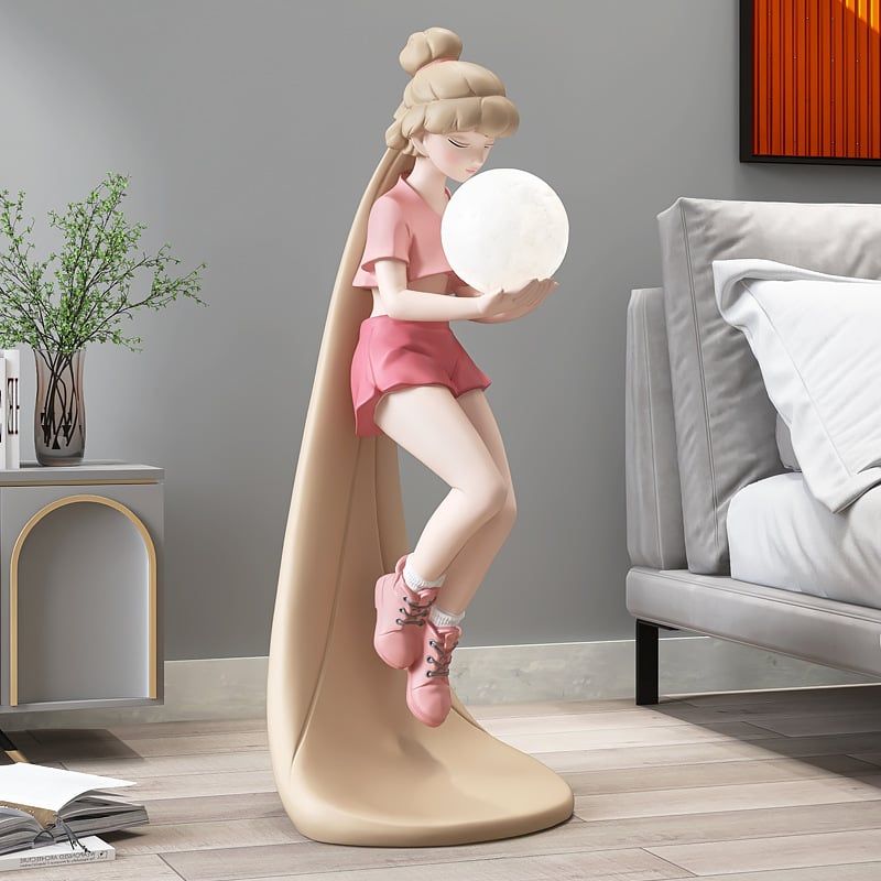 [Order] Đèn decor - Tượng bé gái tóc dài trang trí phòng ngủ, phòng khách