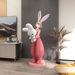 [Order] Đồ decor sáng tạo - Tượng cô gái ôm thỏ