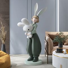 [Order] Đồ decor sáng tạo - Tượng cô gái ôm thỏ