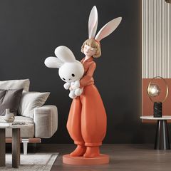 [Order] Đồ decor sáng tạo - Tượng cô gái ôm thỏ
