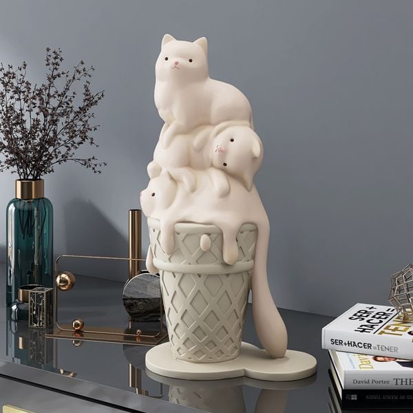 [Order] Đô decor tủ - Tượng Cây kem mèo