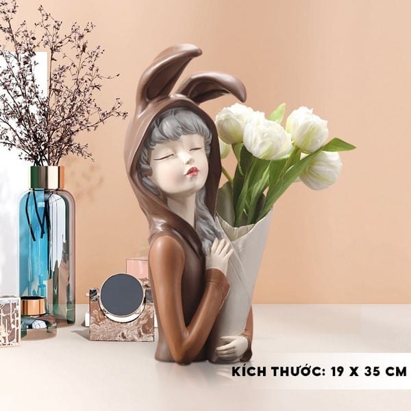 [Order] Đồ decor - Tượng cô gái mang bó hoa