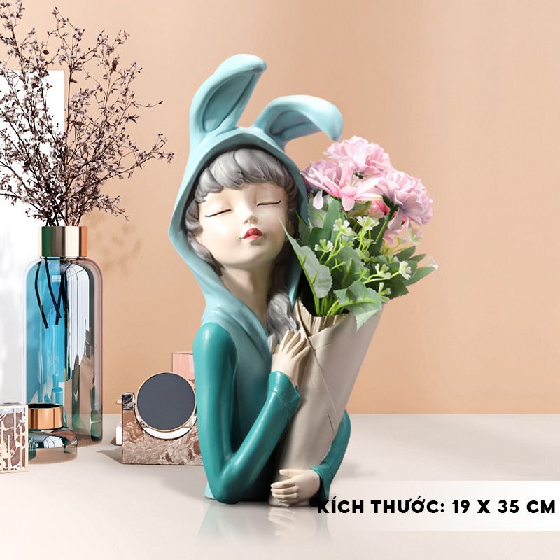 [Order] Đồ decor - Tượng cô gái mang bó hoa