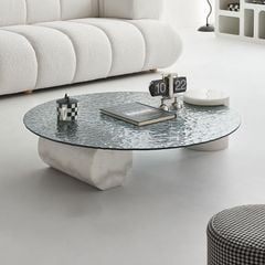 [Order] Bàn trà cafe mặt kính cường lực gợn nước kiểu Ý