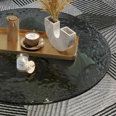 [Order] Bàn trà cafe mặt kính cường lực gợn nước kiểu Ý