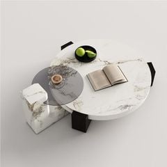 [Order] Bàn trà đá cẩm thạch cao cấp phong cách Wabi-sabi