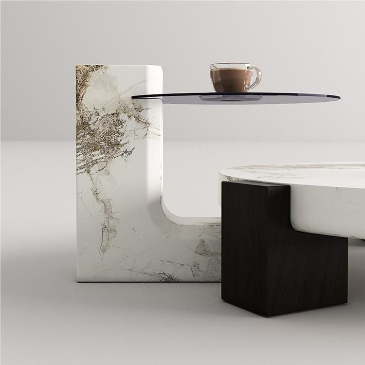[Order] Bàn trà đá cẩm thạch cao cấp phong cách Wabi-sabi
