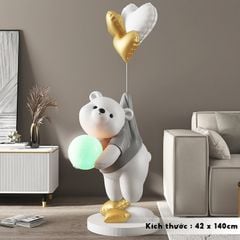 [Order] Đèn decor - Tượng gấu cầm đèn cảm ứng, loa bluetooth, cao 1,4m