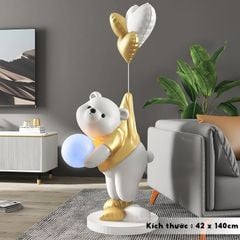 [Order] Đèn decor - Tượng gấu cầm đèn cảm ứng, loa bluetooth, cao 1,4m