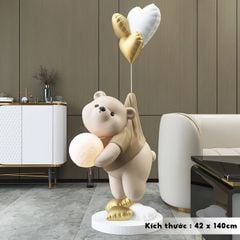 [Order] Đèn decor - Tượng gấu cầm đèn cảm ứng, loa bluetooth, cao 1,4m