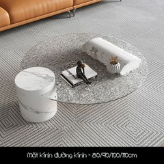 [Order] Bàn trà cafe mặt kính cường lực gợn nước kiểu Ý