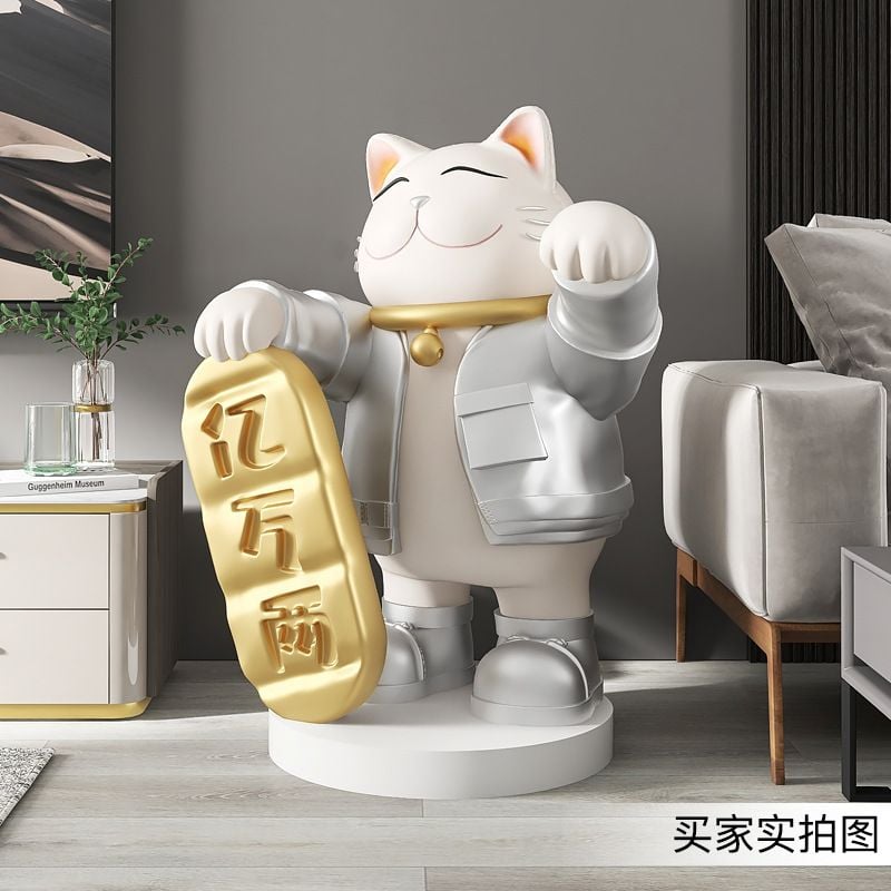[Order] Tượng decor - mèo thần tài cầm khay