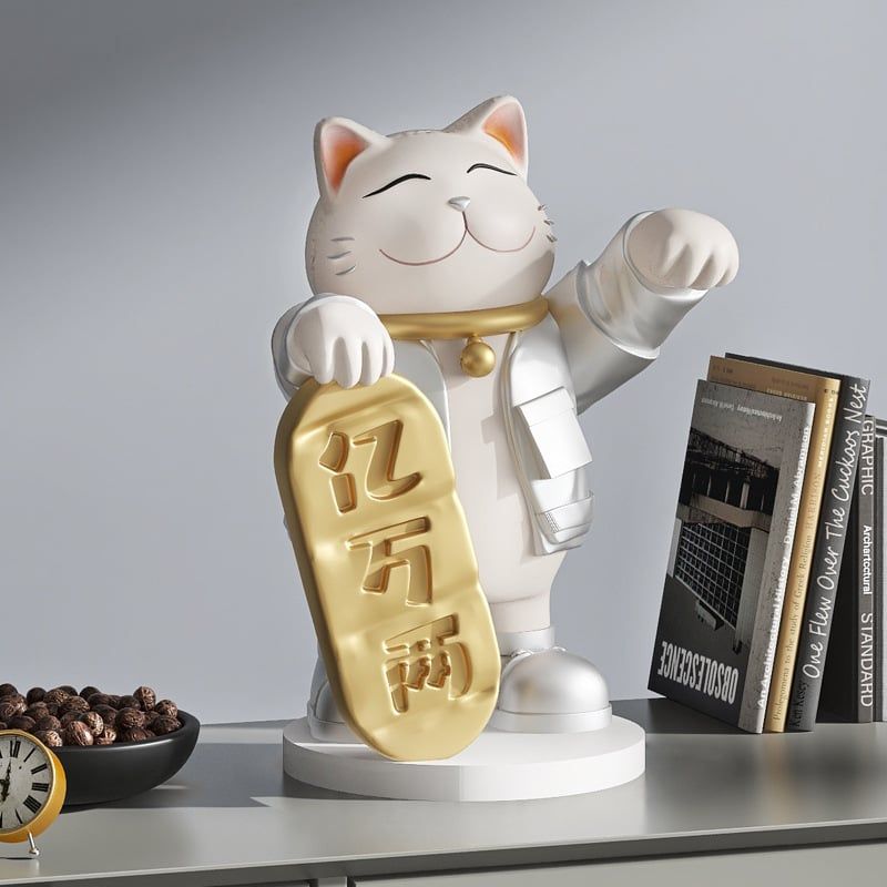 [Order] Tượng decor - mèo thần tài cầm khay