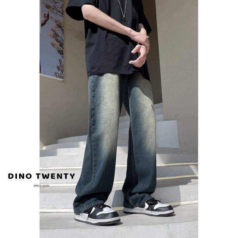  quần jean ống xuông nam nữ DINO TWENTY quần bò ống xuông wash retro phong cách mỹ - J435 