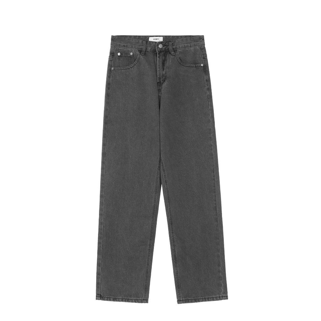  quần jean basic unisex DINO TWENTY SINCE 2020 màu tối cơ bản đen xám - 11KN 669J 