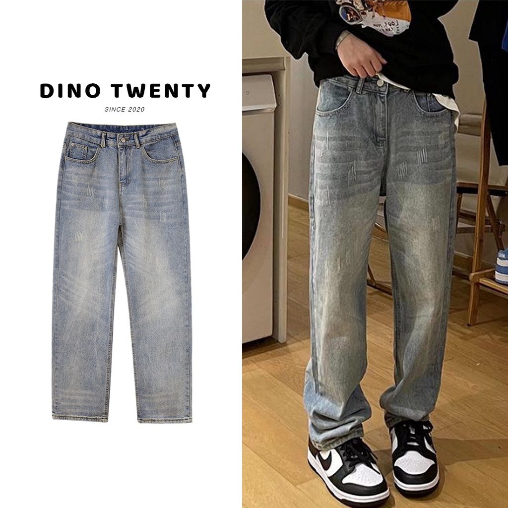  quần jean ống đứng nam nữ DINO TWENTY quần bò ống đứng hơi rộng phong cách âu mỹ - J421 