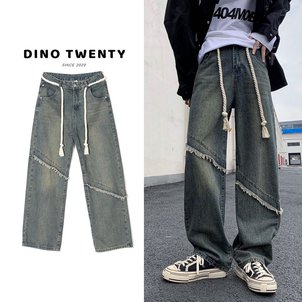  quần jean ống rộng nam nữ DINO TWENTY quần bò ống rộng xu hướng hongkong cổ điển - J438 