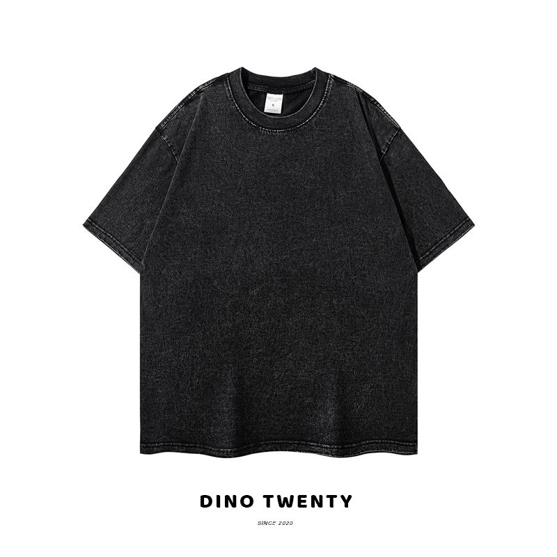  Áo thun basic 260g DINO TWENTY SINCE 2020 wash retro xám đen - A449 