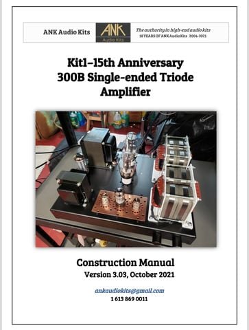  AUDIO NOTE KITS - Kit1 15th Anniversary 300B Single-ended Triode Amplifier 