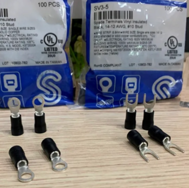 T6-10C (10 cái) Đầu cos dây - KST Đen RVS3-5 SV 3-5